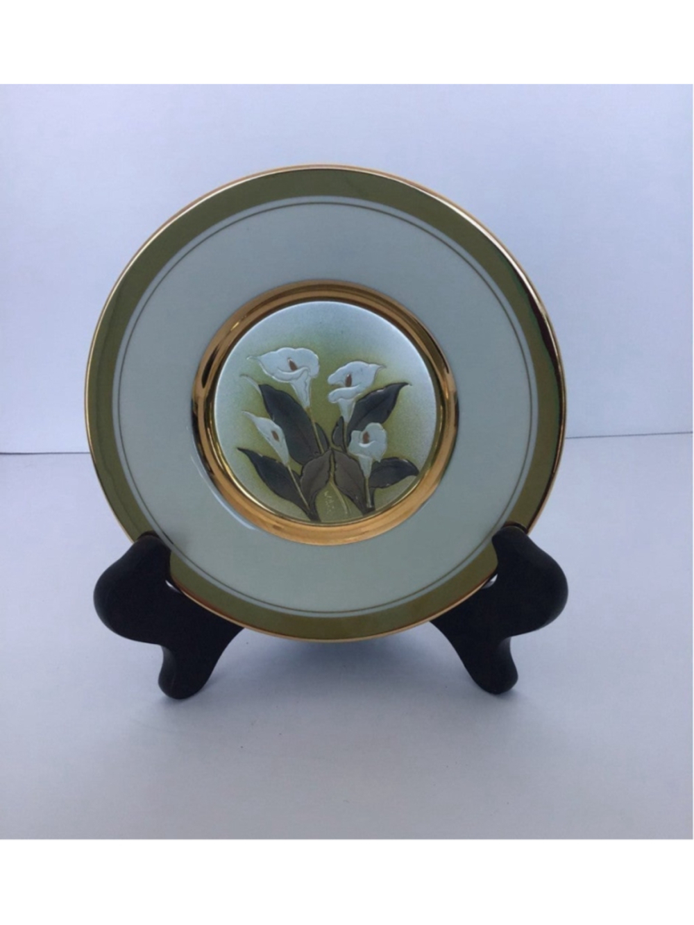 Vintage Chokin Collection Calla Lily Plate with 24K Gold